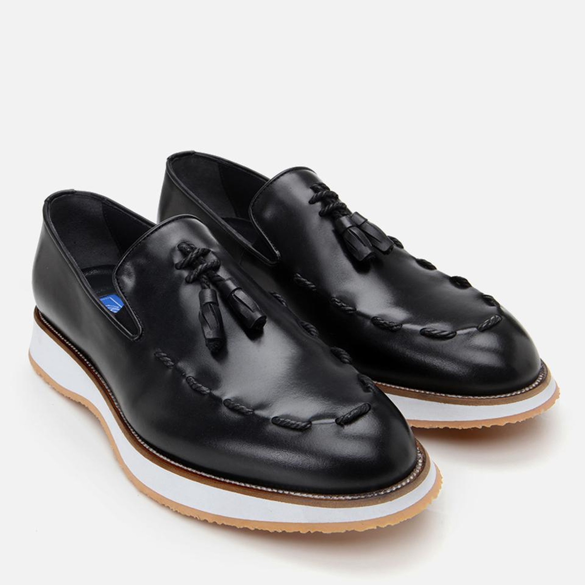 Erkek Deri Siyah Püskül Detaylı Klasik Loafer