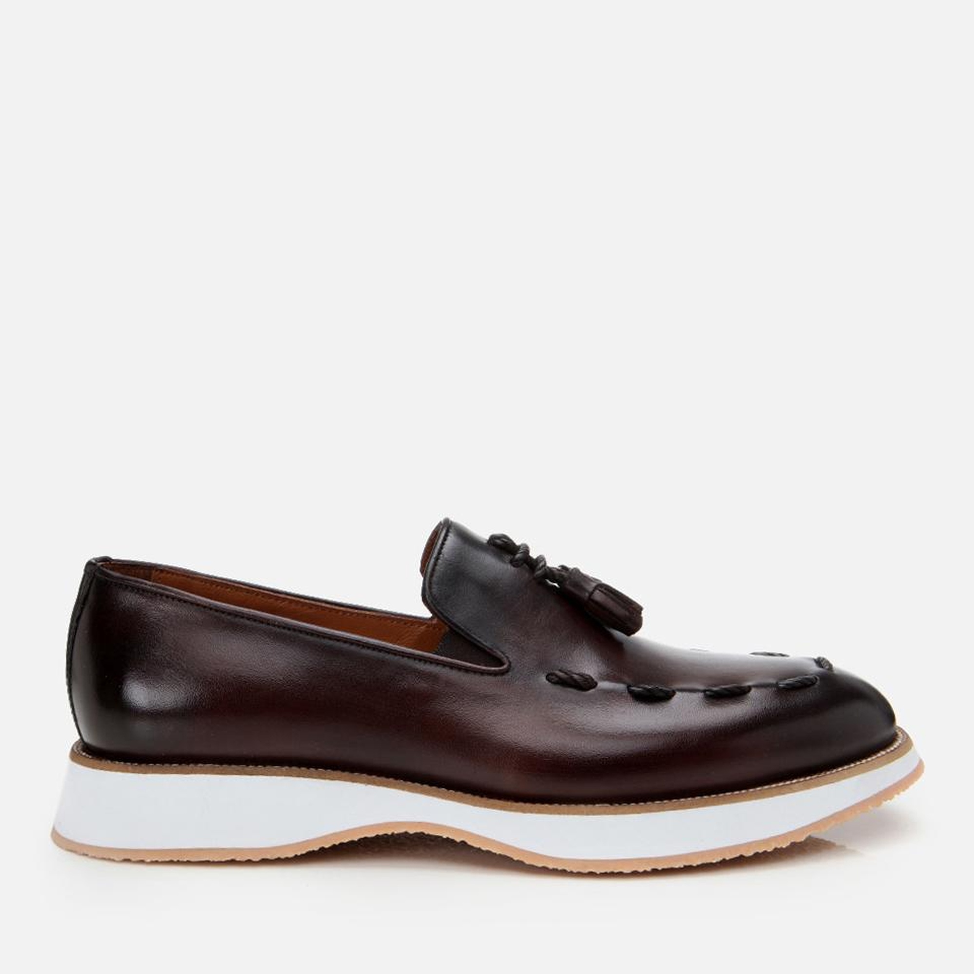 Erkek Deri Kahverengi Püskül Detaylı Klasik Loafer