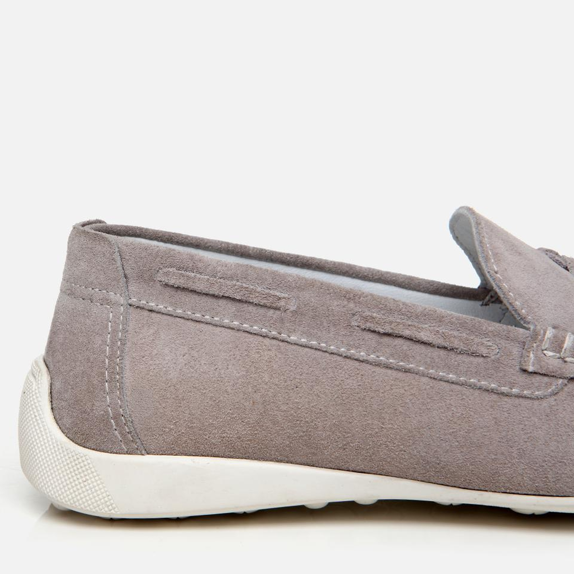 Erkek Süet Deri Gri Püskül Detaylı Günlük Loafer