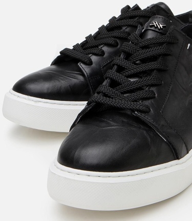  Erkek Deri Siyah Hafif Tabanlı Spor Ayakkabı