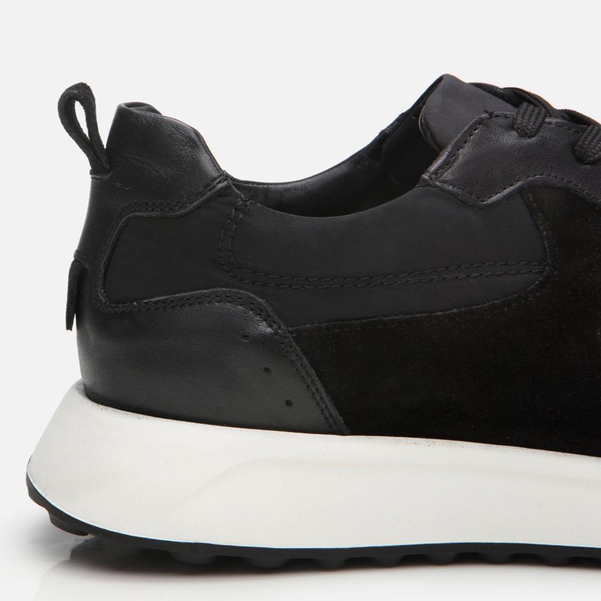 Erkek Süet Deri Siyah Ultra Hafif Tabanlı Spor Ayakkabı