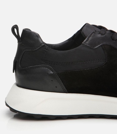  Erkek Süet Deri Siyah Ultra Hafif Tabanlı Spor Ayakkabı