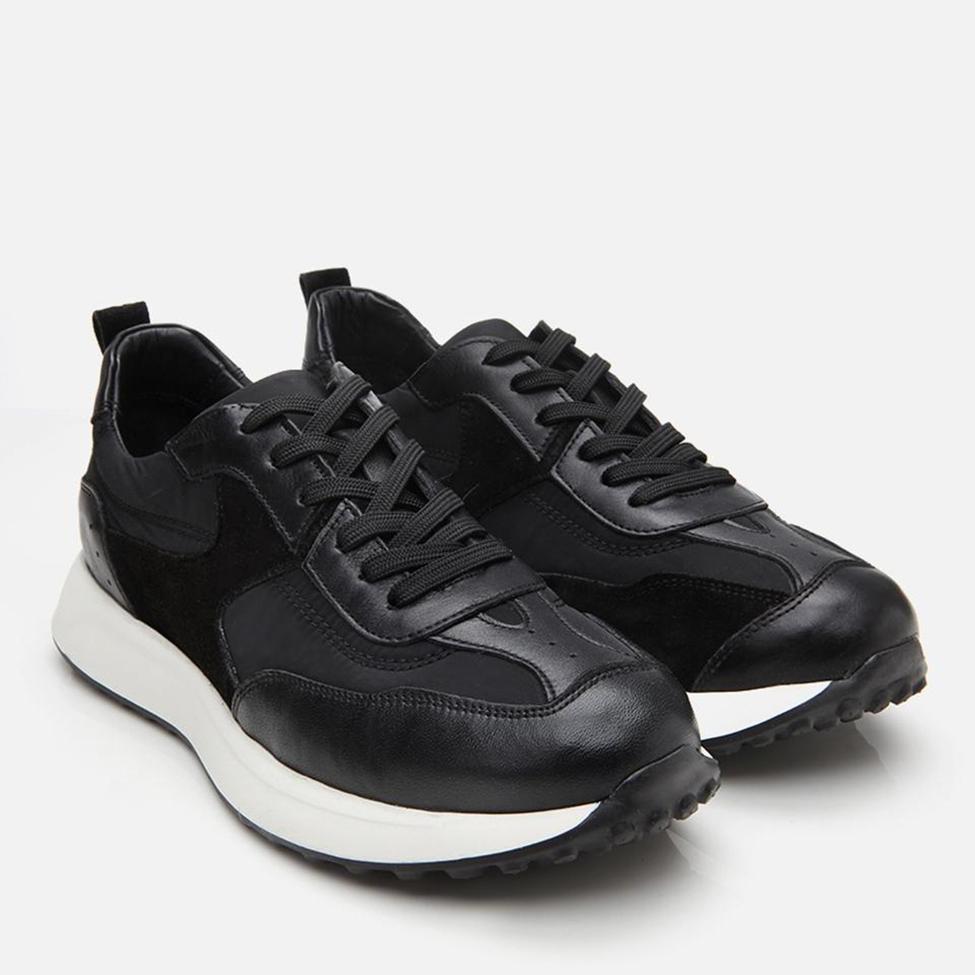 Erkek Süet Deri Siyah Ultra Hafif Tabanlı Spor Ayakkabı