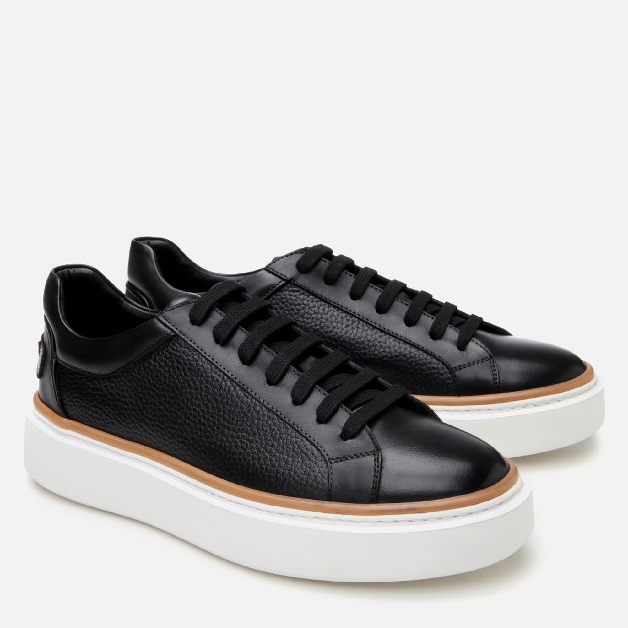 Erkek Deri Siyah Hafif Tabanlı Spor Ayakkabı