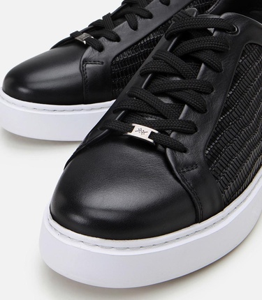  Erkek Deri Siyah Ultra Hafif Tabanlı Spor Ayakkabı