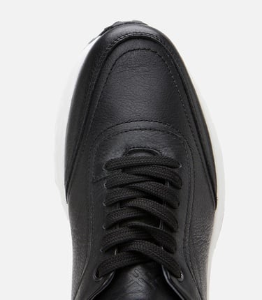  Erkek Deri Siyah Yumuşak Tabanlı Spor Ayakkabı