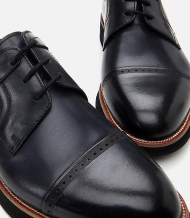  Erkek Deri Lacivert Hafif Tabanlı Klasik Ayakkabı