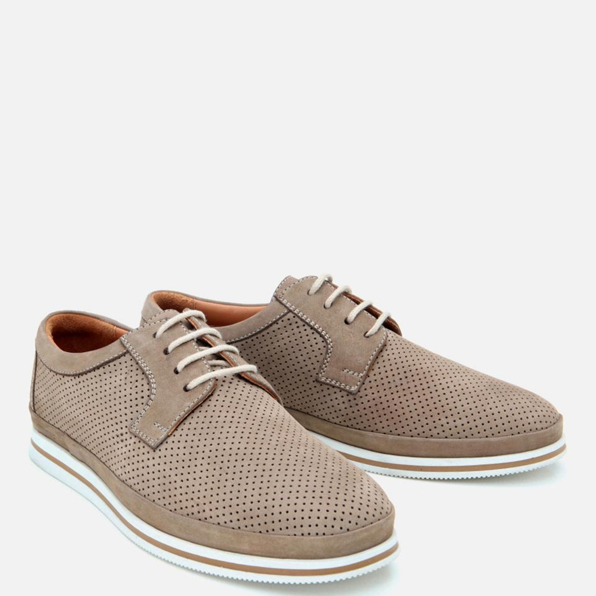 Erkek Nubuk Deri Bej Delikli Rahat Günlük Ayakkabı