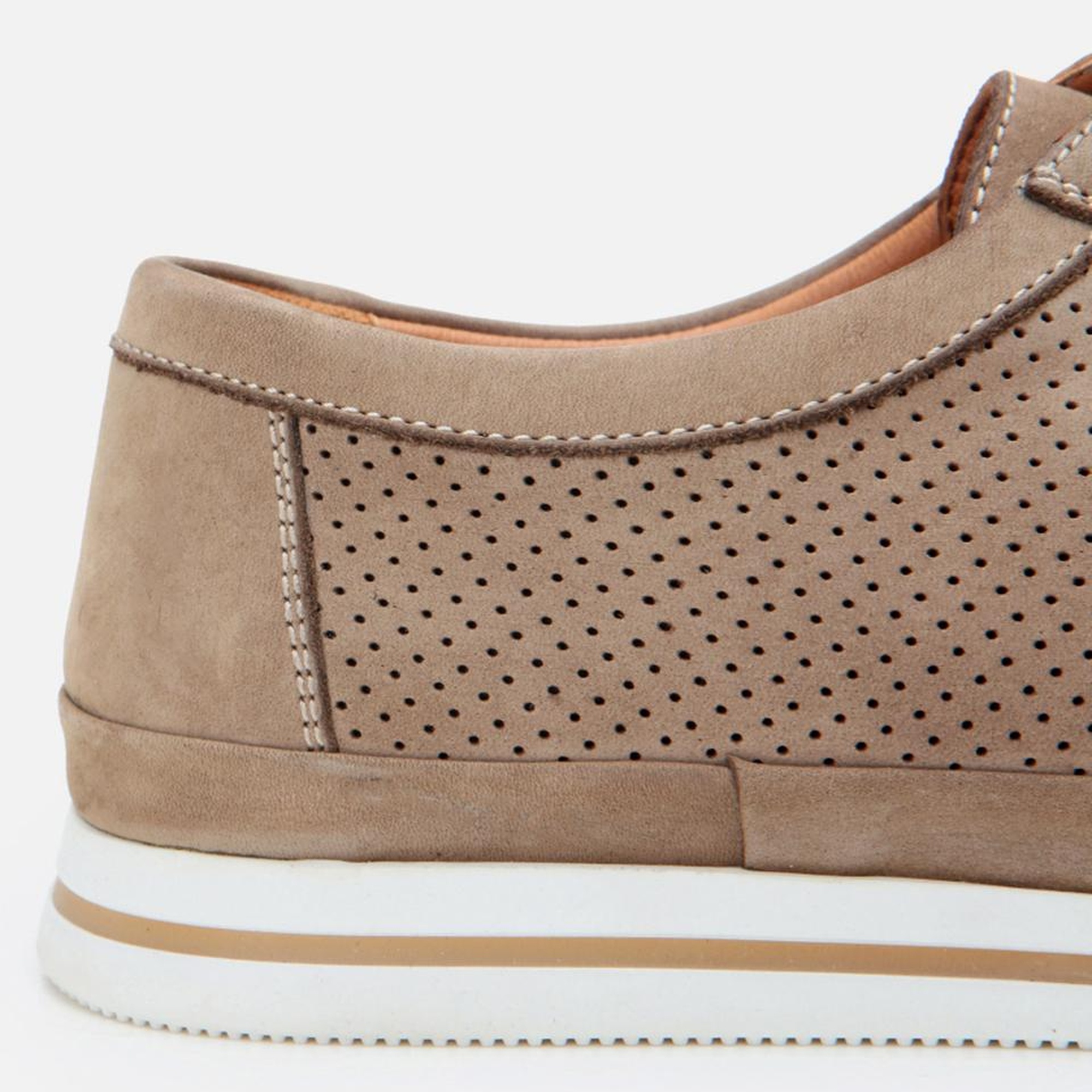 Erkek Nubuk Deri Bej Delikli Rahat Günlük Ayakkabı