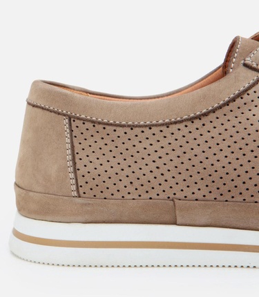  Erkek Nubuk Deri Bej Delikli Rahat Günlük Ayakkabı