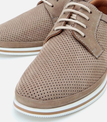  Erkek Nubuk Deri Bej Delikli Rahat Günlük Ayakkabı