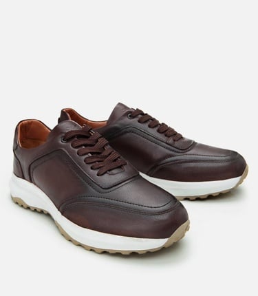  Erkek Deri Kahverengi Yumuşak Tabanlı Spor Ayakkabı