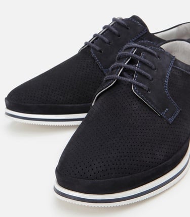  Erkek Nubuk Deri Lacivert Delikli Rahat Günlük Ayakkabı