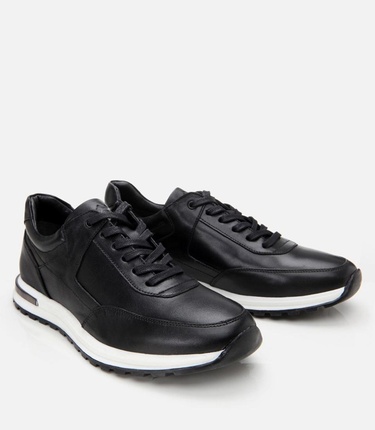  Erkek Deri Siyah Rahat Spor Ayakkabı