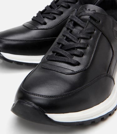  Erkek Deri Siyah Rahat Spor Ayakkabı