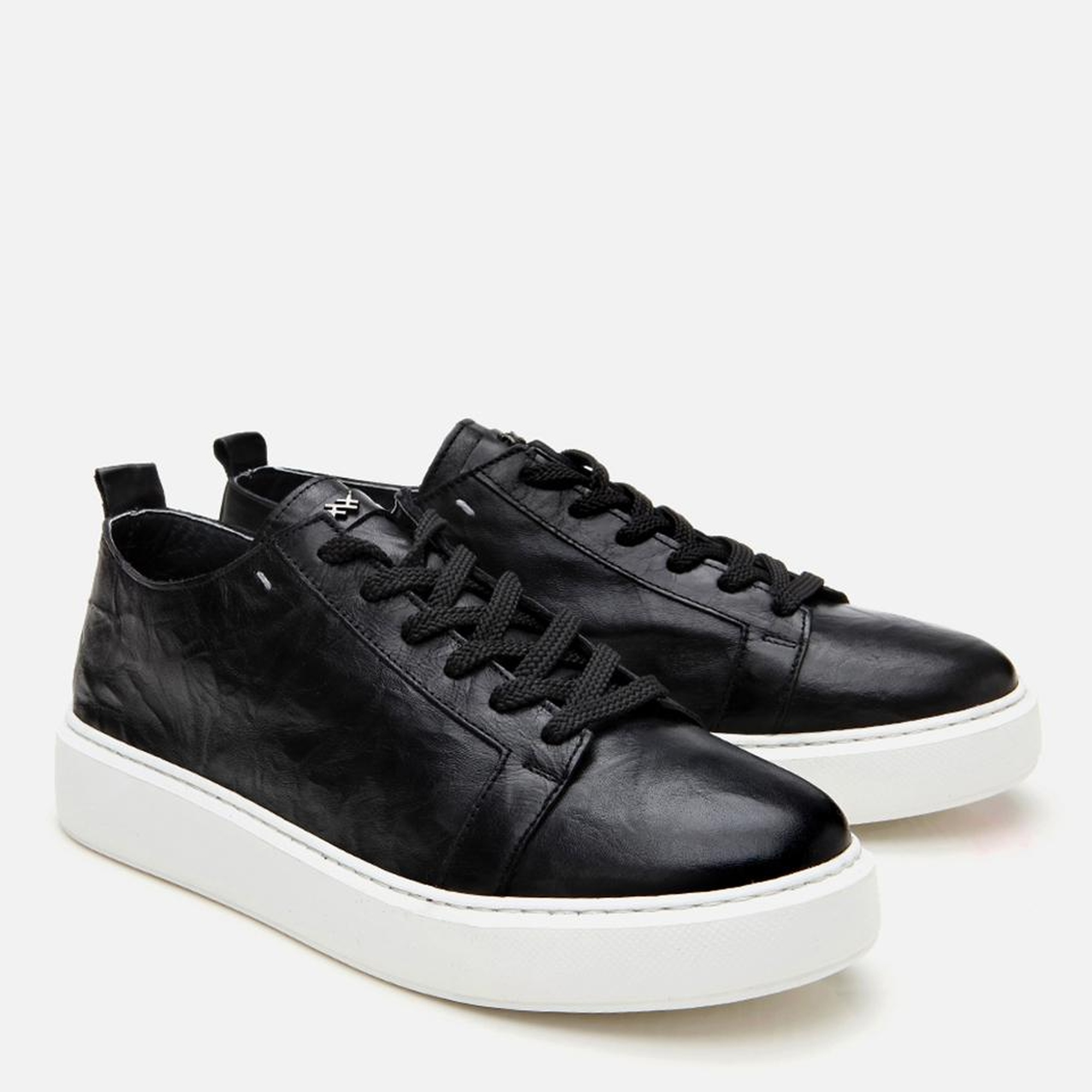 Erkek Deri Siyah Hafif Tabanlı Spor Ayakkabı