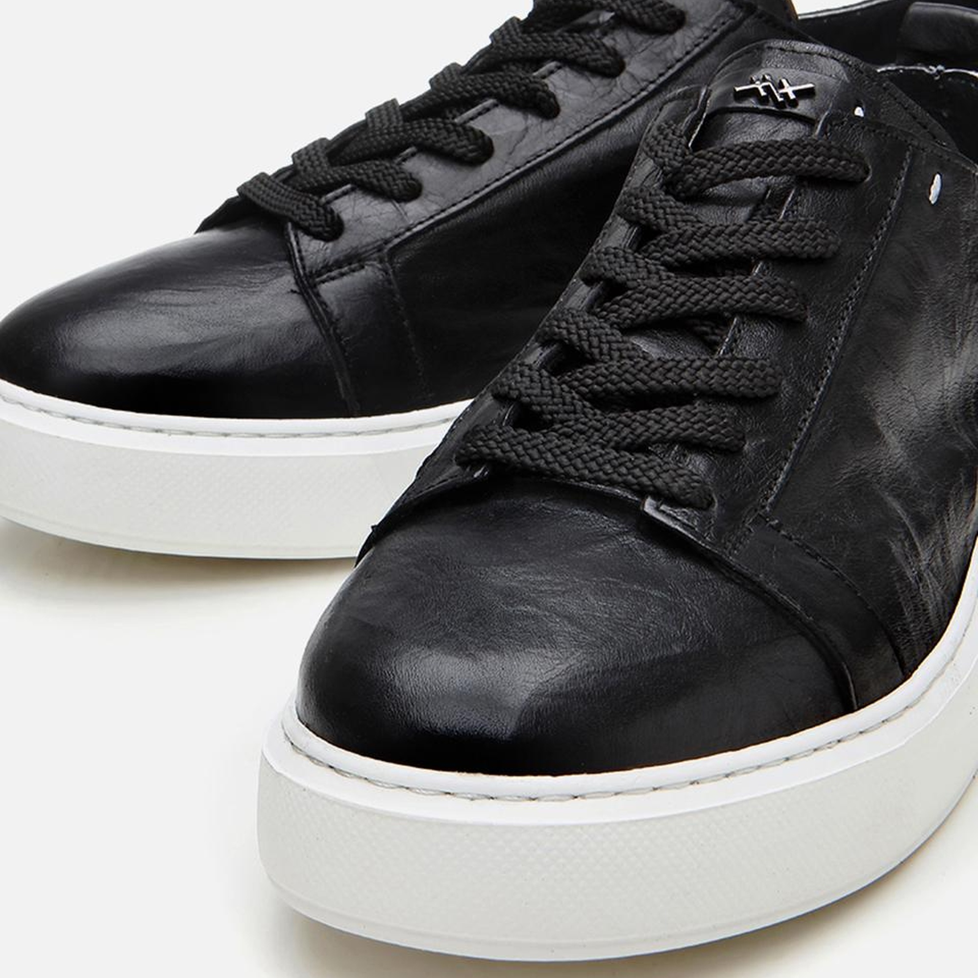 Erkek Deri Siyah Hafif Tabanlı Spor Ayakkabı