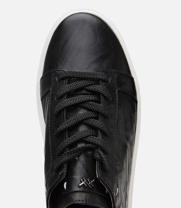  Erkek Deri Siyah Hafif Tabanlı Spor Ayakkabı