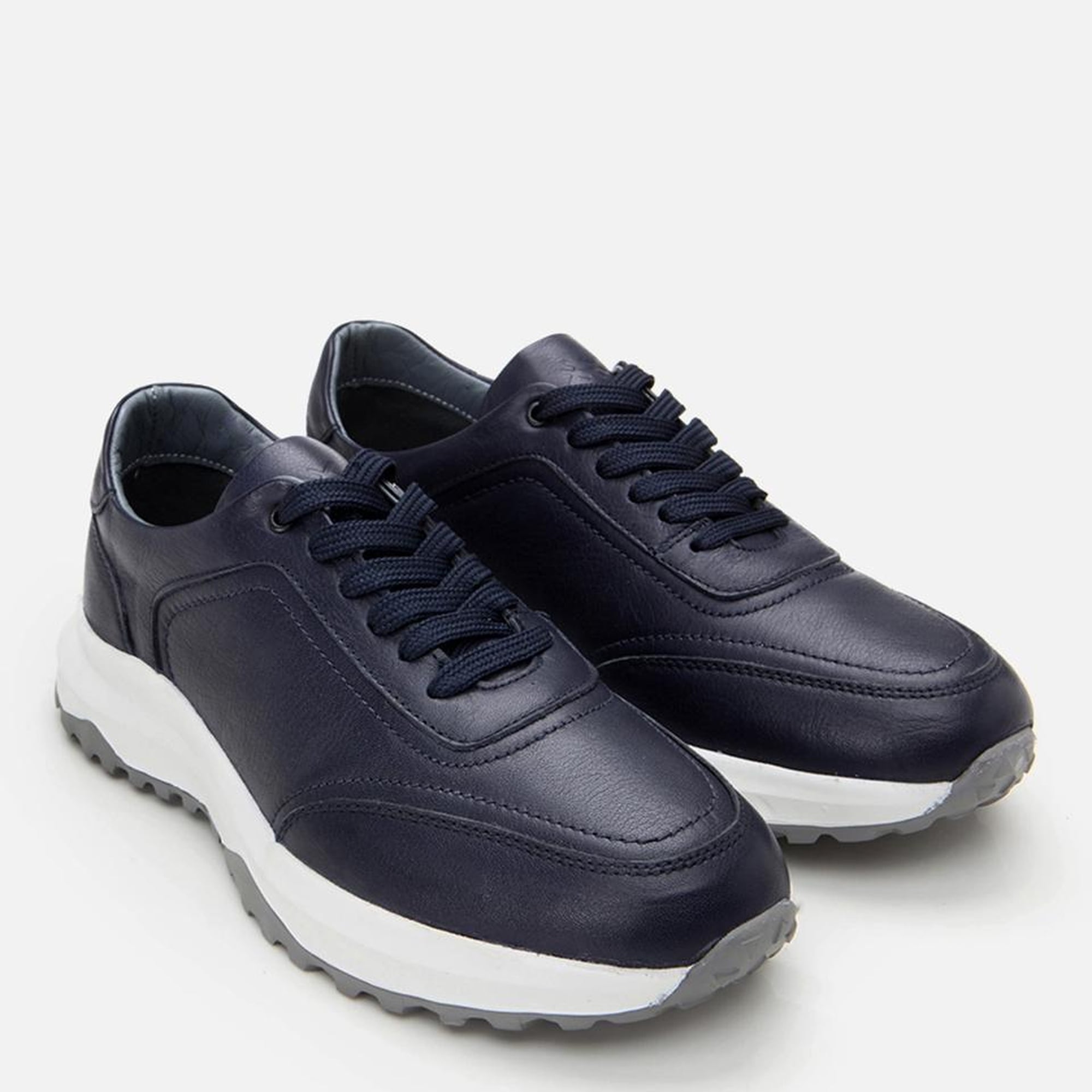 Erkek Deri Lacivert Yumuşak Tabanlı Spor Ayakkabı