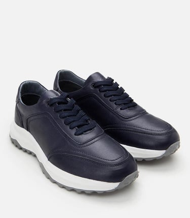  Erkek Deri Lacivert Yumuşak Tabanlı Spor Ayakkabı