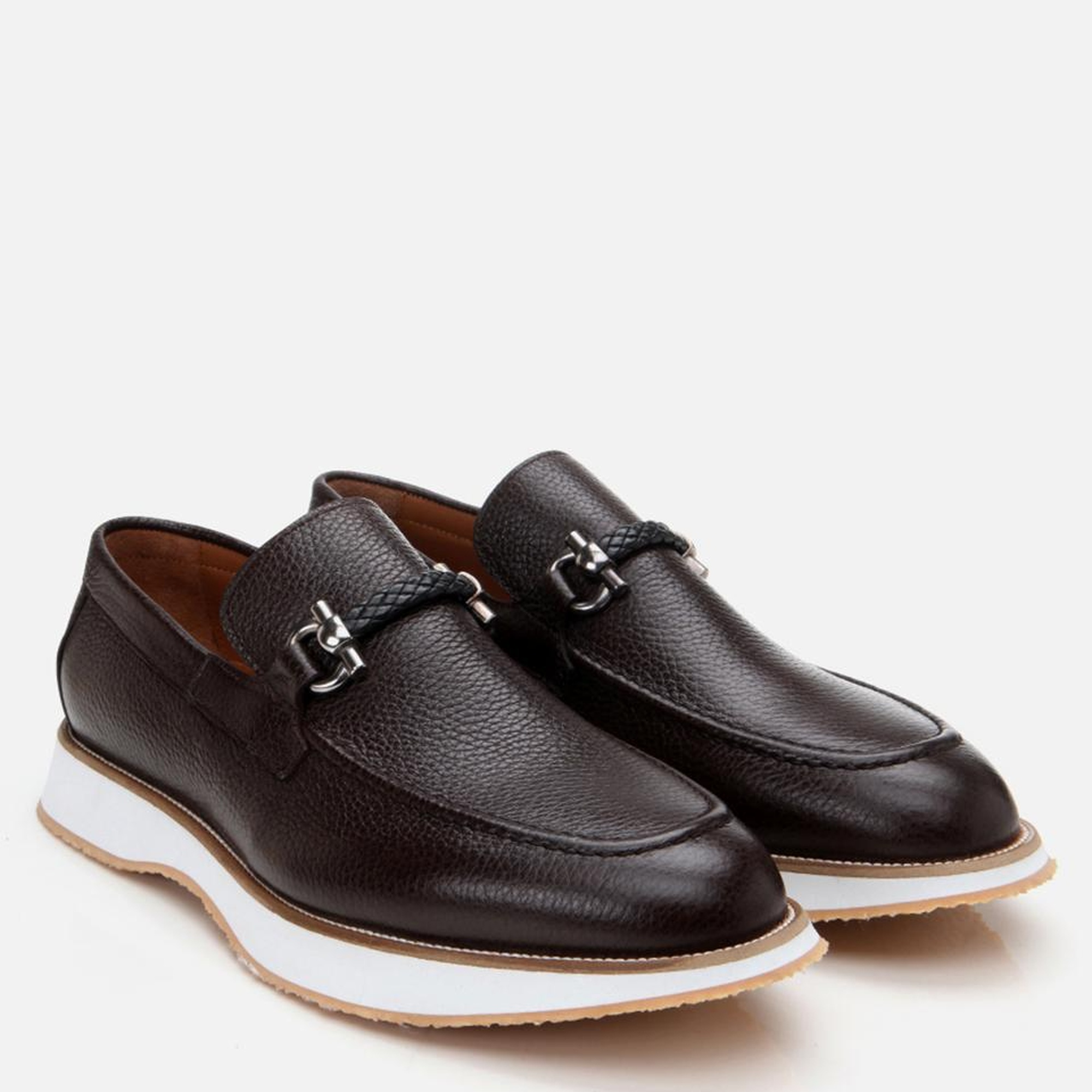 Erkek Deri Kahverengi Spor Tabanlı Klasik Loafer