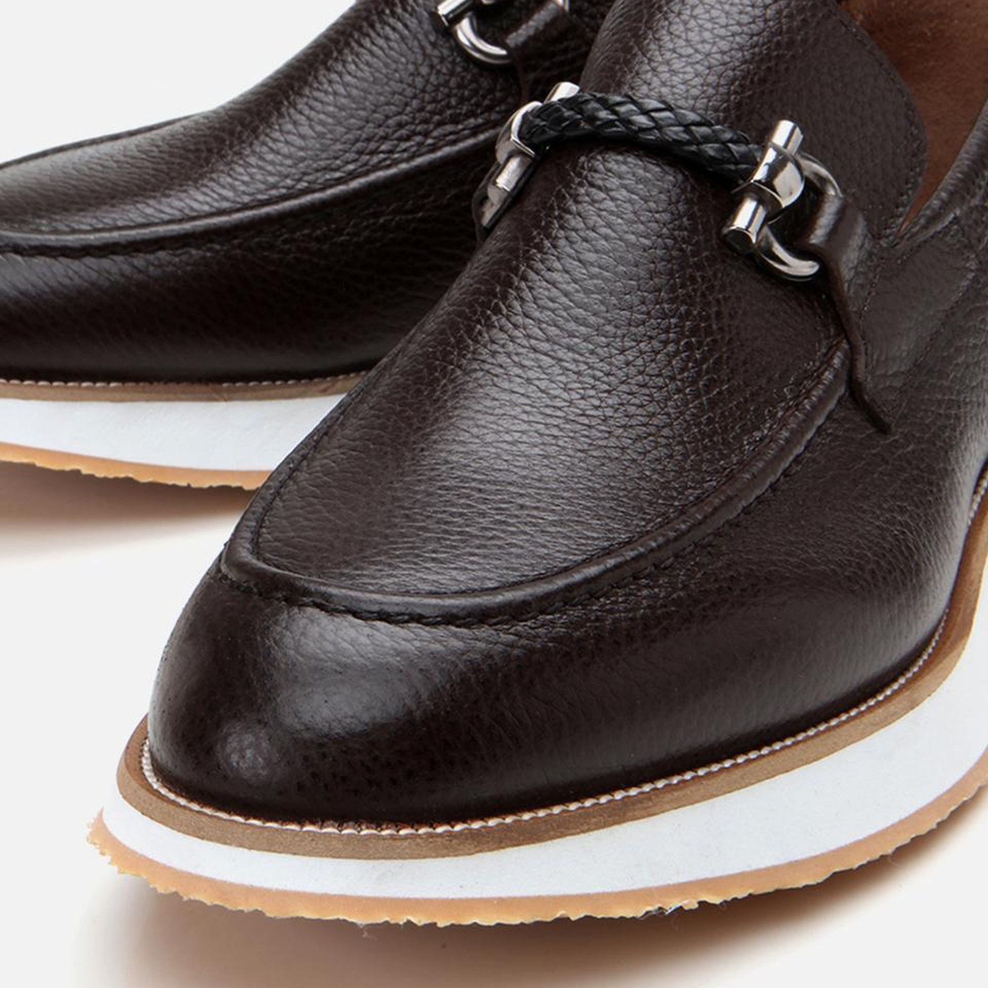 Erkek Deri Kahverengi Spor Tabanlı Klasik Loafer