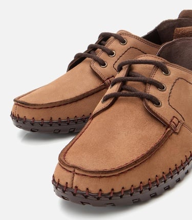  Erkek Nubuk Deri Bej Rahat Günlük Loafer