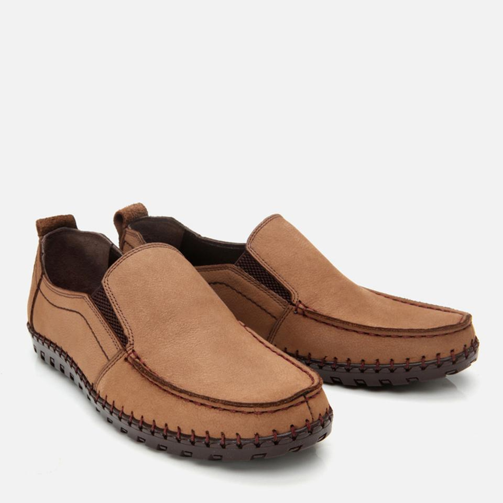 Erkek Nubuk Deri Bej Rahat Günlük Loafer