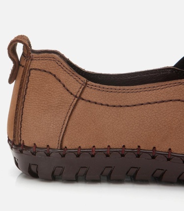  Erkek Nubuk Deri Bej Rahat Günlük Loafer