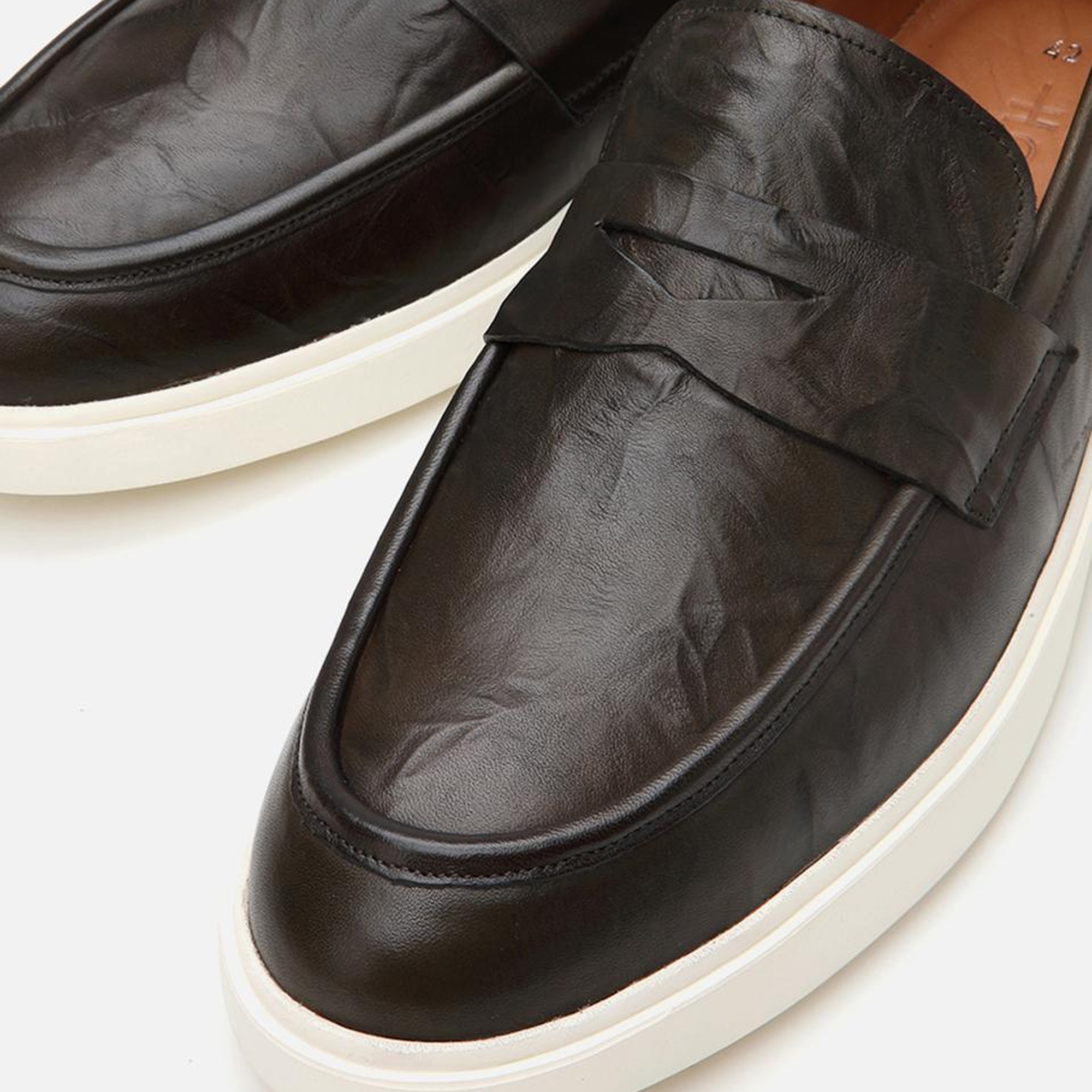 Erkek Deri Haki Ultra Hafif Tabanlı Klasik Loafer