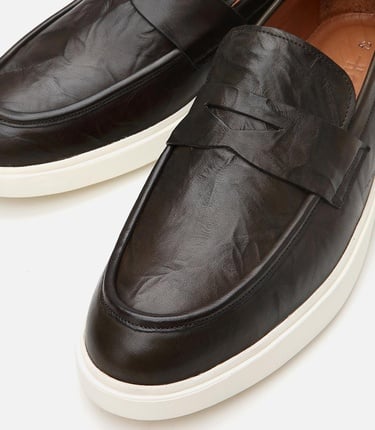  Erkek Deri Haki Ultra Hafif Tabanlı Klasik Loafer