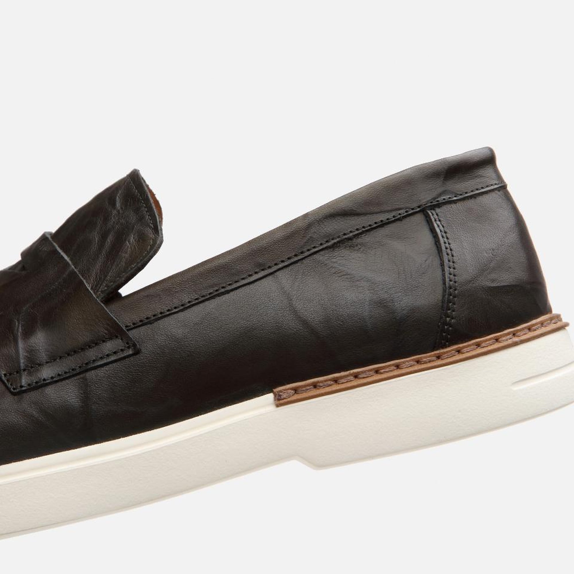 Erkek Deri Haki Ultra Hafif Tabanlı Klasik Loafer