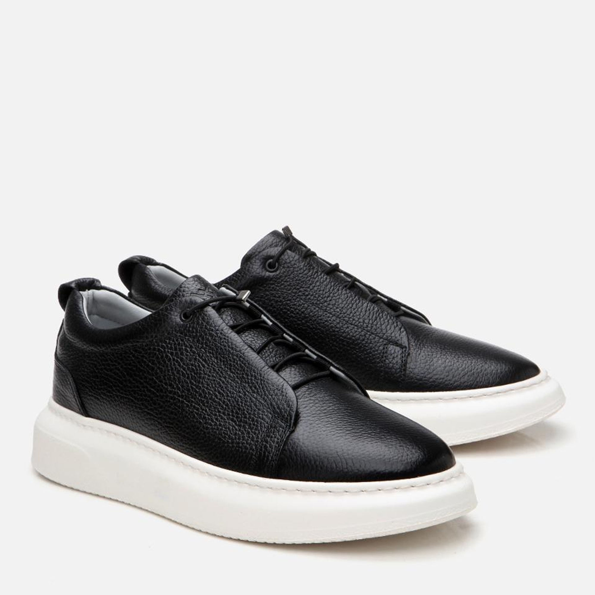 Erkek Deri Siyah Ultra Hafif Tabanlı Spor Ayakkabı