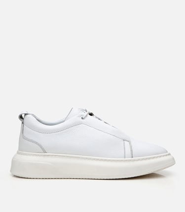  Erkek Deri Beyaz Ultra Hafif Tabanlı Spor Ayakkabı