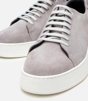  Erkek Süet Deri Gri Hafif Tabanlı Spor Ayakkabı