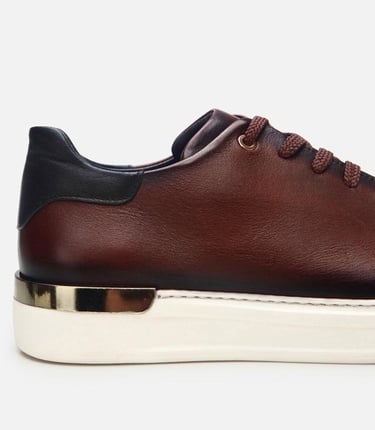  Erkek Deri Kahve Toka Detaylı Spor Ayakkabı