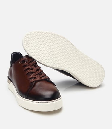  Erkek Deri Kahve Toka Detaylı Spor Ayakkabı