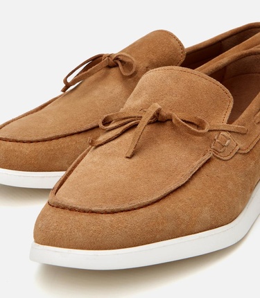  Erkek Süet Deri Taba Bağcıklı Loafer