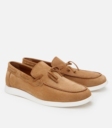  Erkek Süet Deri Taba Bağcıklı Loafer