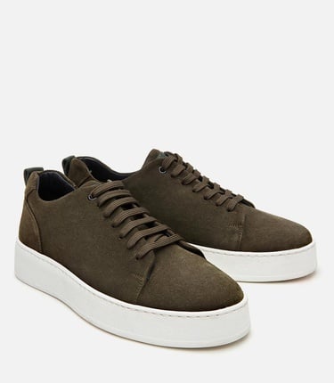  Erkek Süet Deri Haki Hafif Tabanlı Spor Ayakkabı