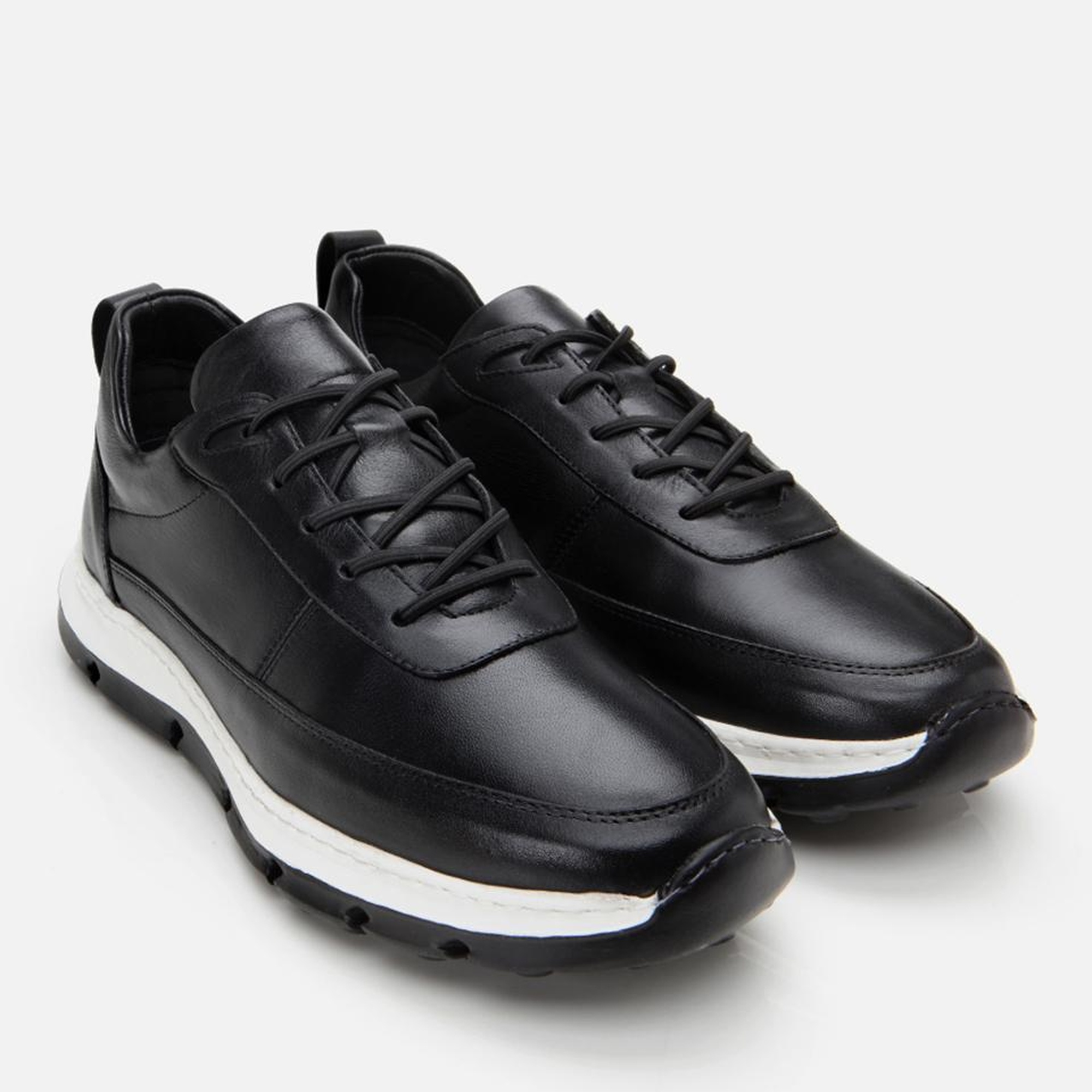 Erkek Deri Siyah Ultra Hafif Tabanlı Spor Ayakkabı