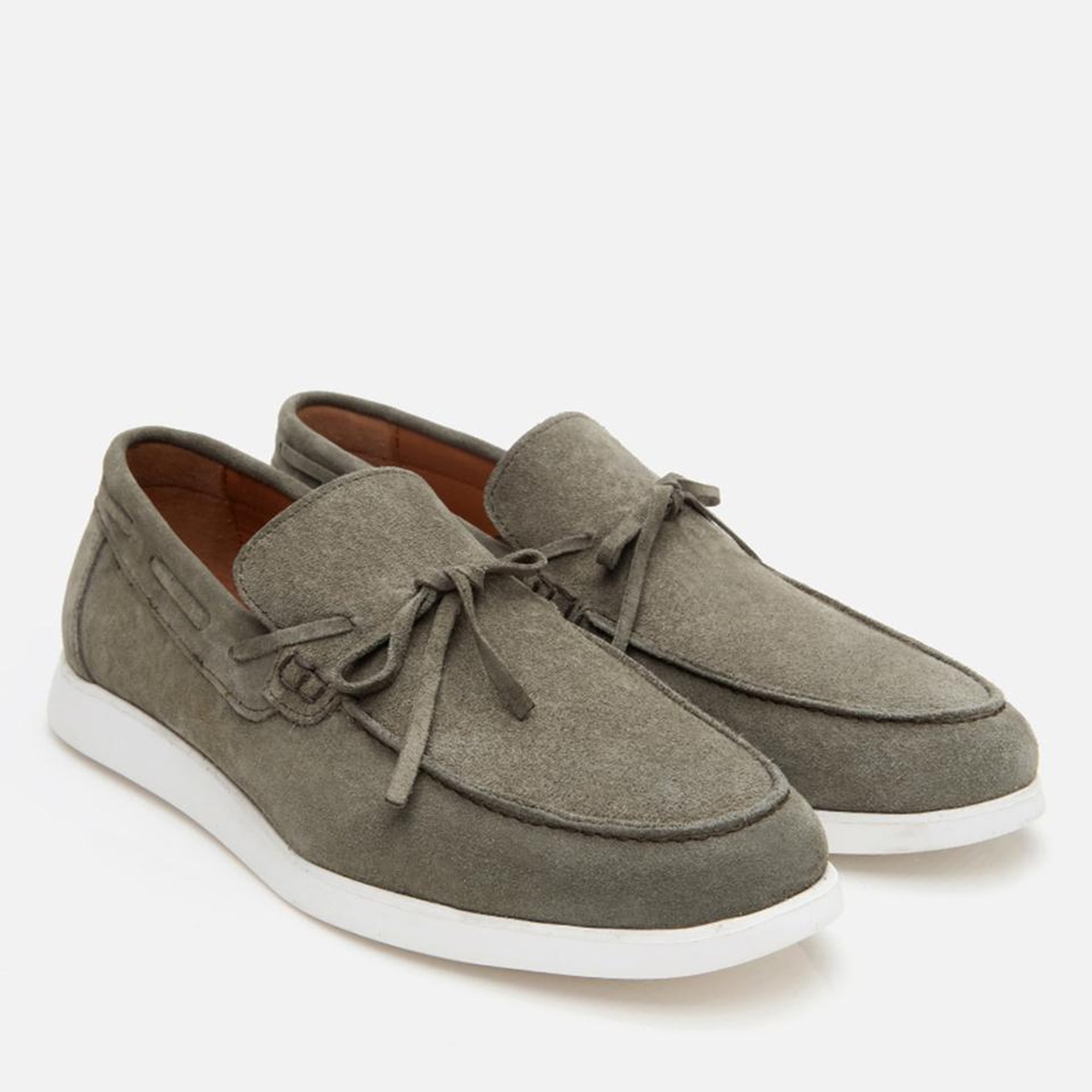 Erkek Süet Deri Yeşil Bağcıklı Loafer