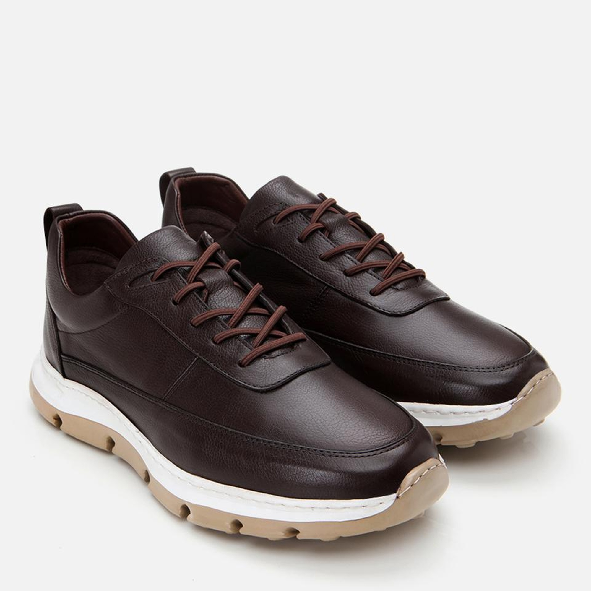 Erkek Deri Kahverengi Ultra Hafif Tabanlı Spor Ayakkabı