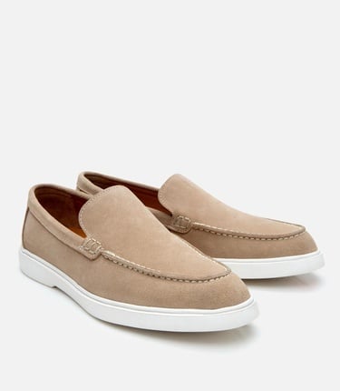  Erkek Süet Deri Bej Günlük Loafer