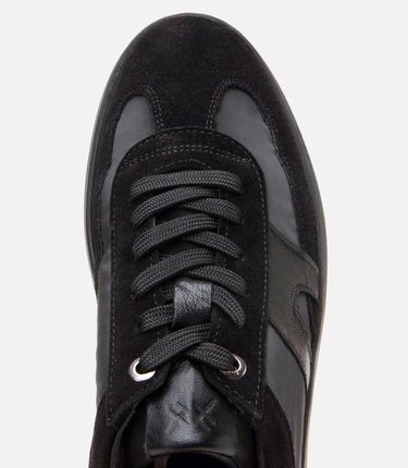  Erkek Deri Siyah Ultra Hafif Tabanlı Spor Ayakkabı