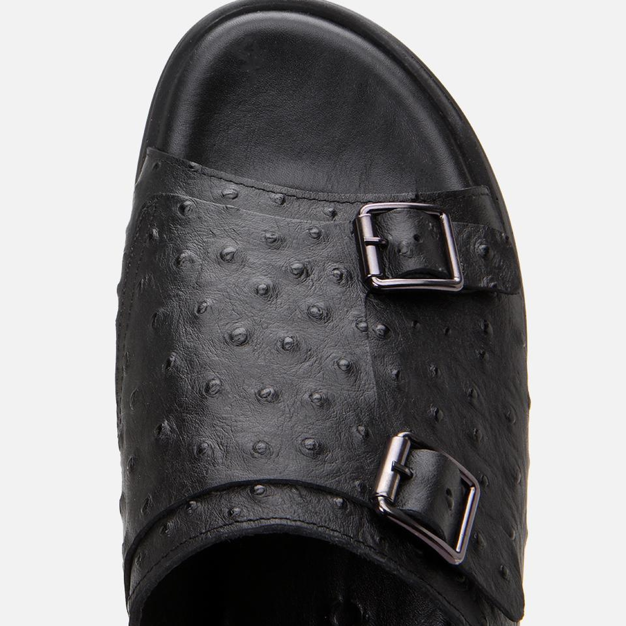 Erkek Deri Siyah Hafif Tabanlı Kemer Detaylı Terlik