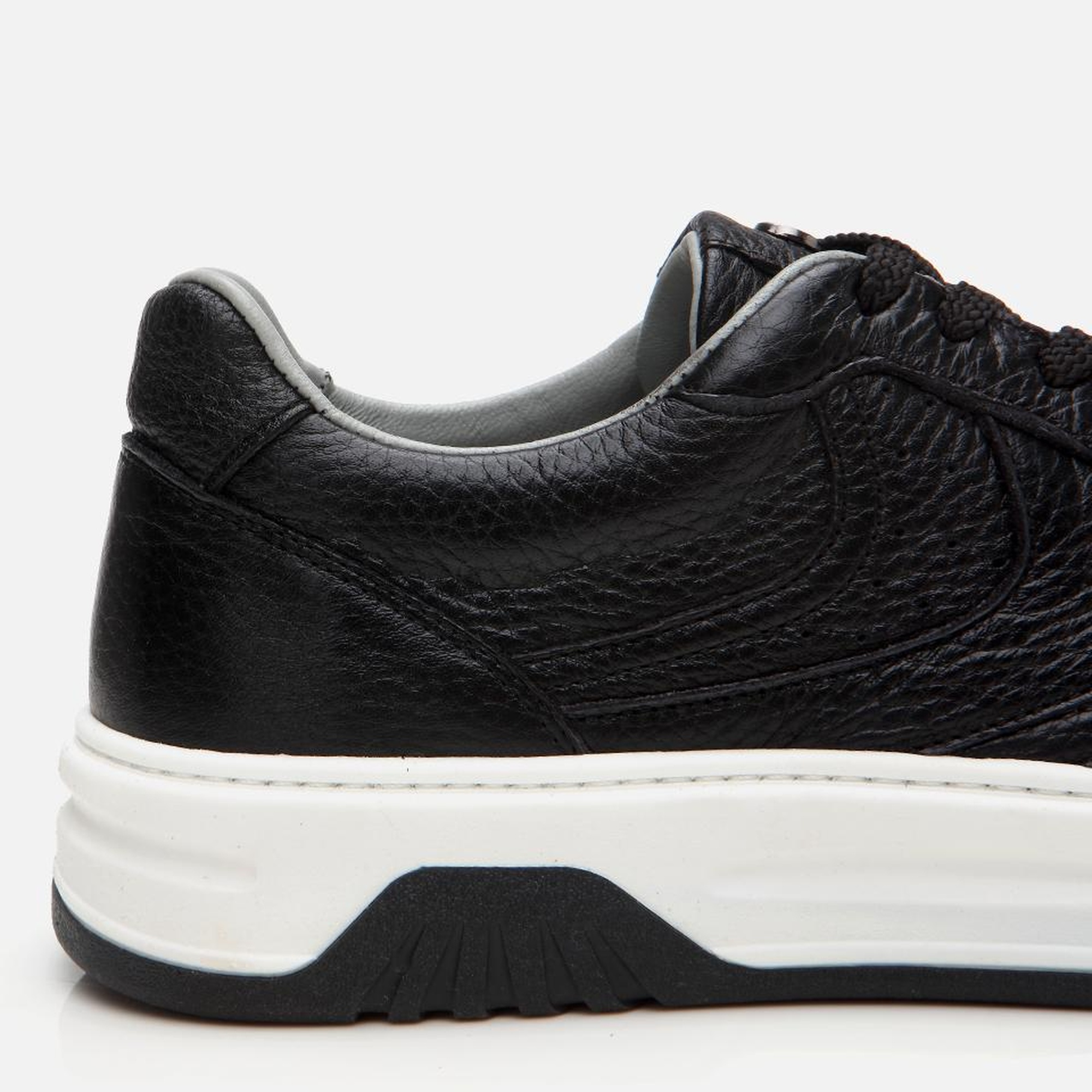 Erkek Deri Siyah Yüksek Tabanlı Spor Ayakkabı