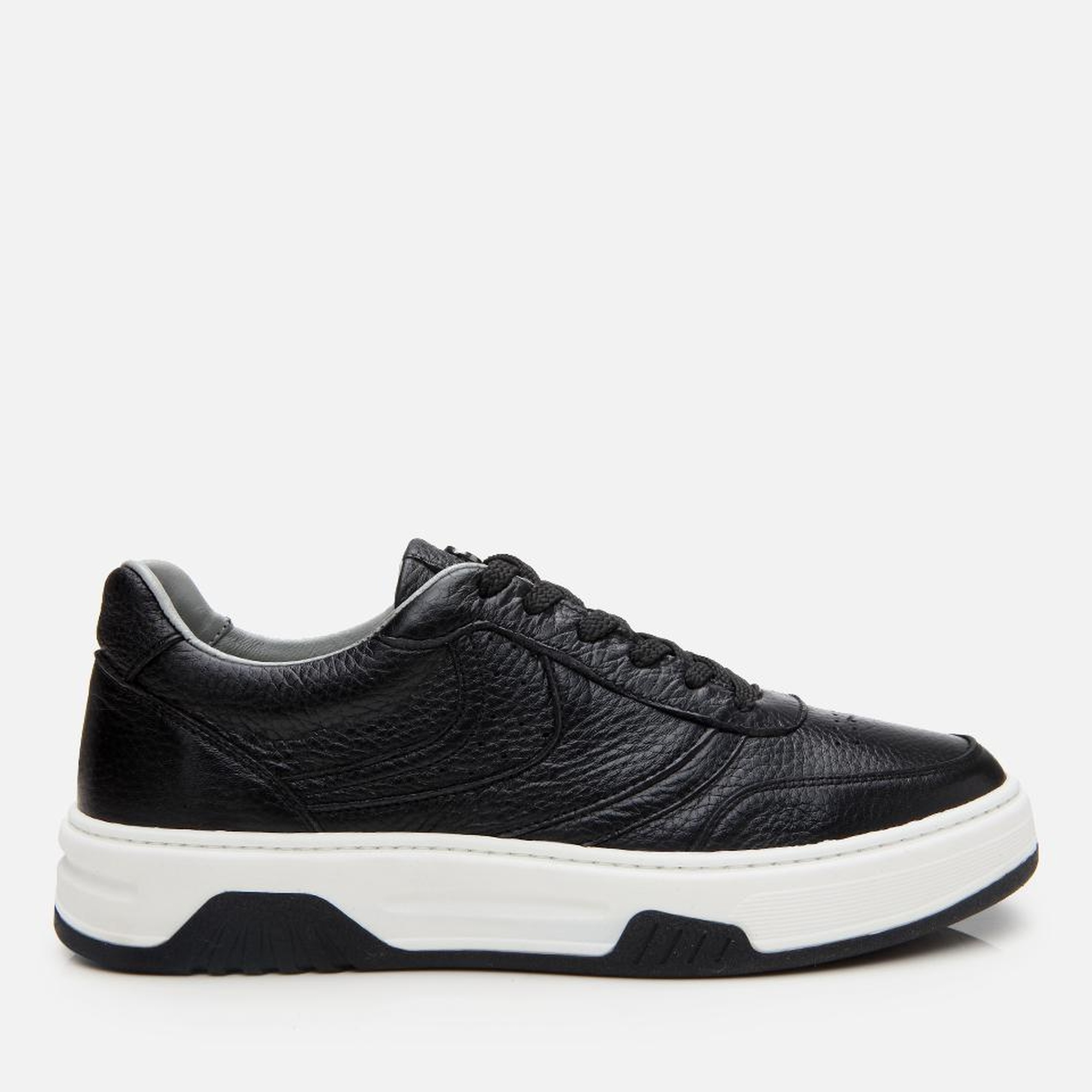 Erkek Deri Siyah Yüksek Tabanlı Spor Ayakkabı