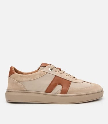  Erkek Deri Bej Ultra Hafif Tabanlı Spor Ayakkabı