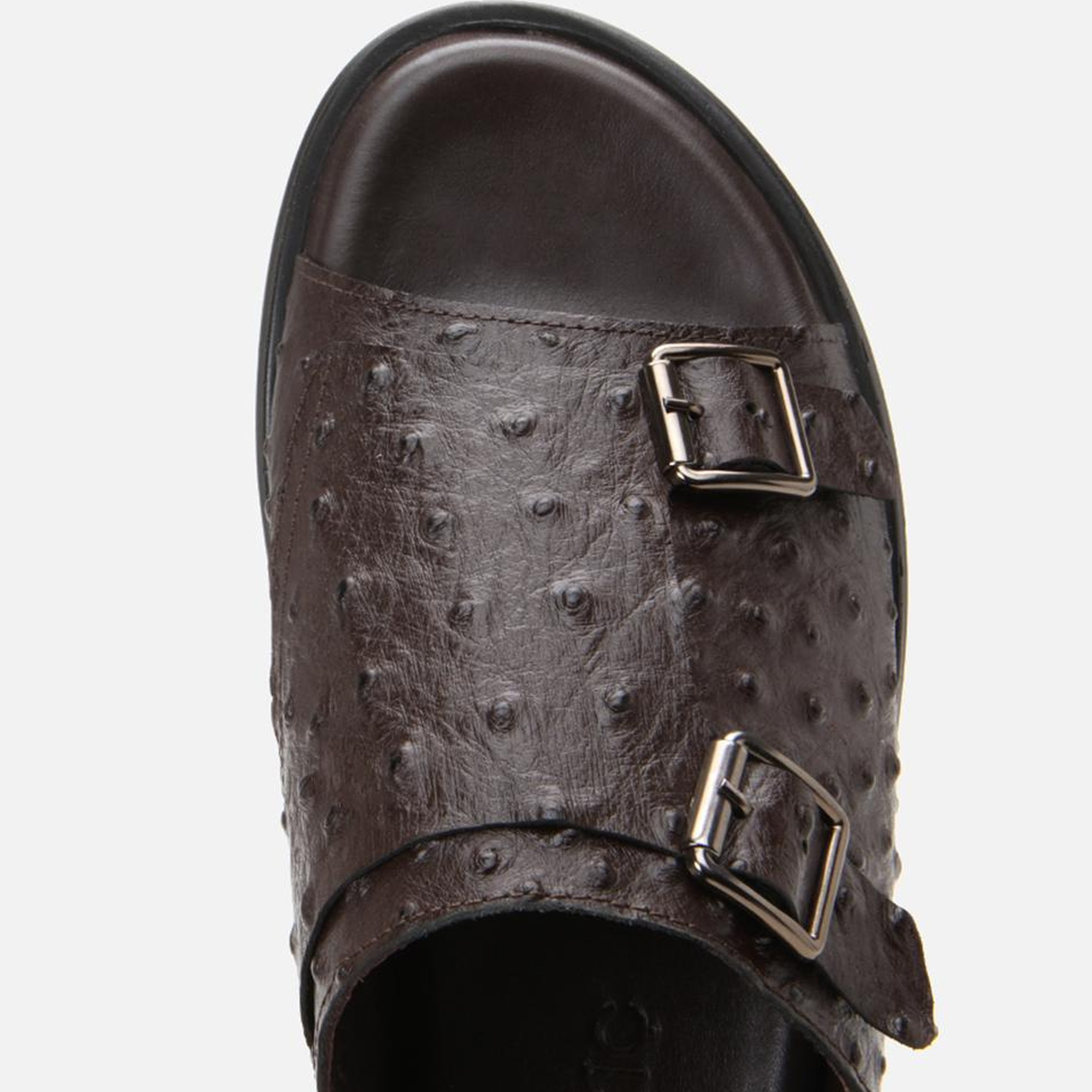 Erkek Deri Kahverengi Hafif Tabanlı Kemer Detaylı Terlik